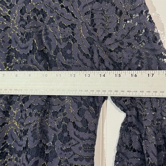 Dress the Population Navy Gold Metallic Lace Bell Sleeve Shift Dress S USA Party - Picture 4 of 9